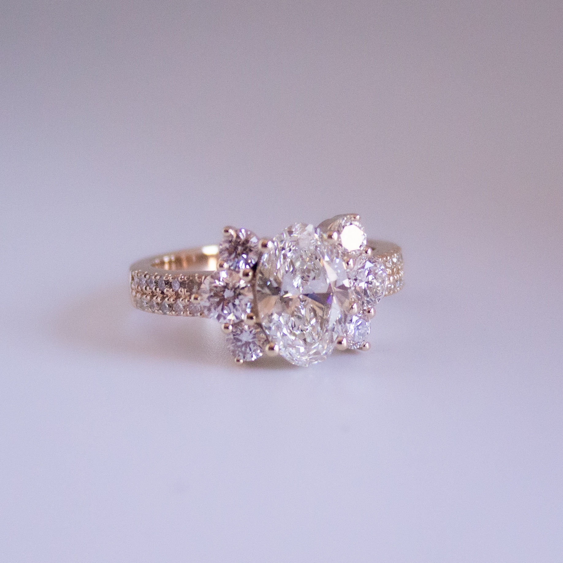 Custom diamond cluster engagement ring in yellow gold, handcrafted jewellery Cape Town