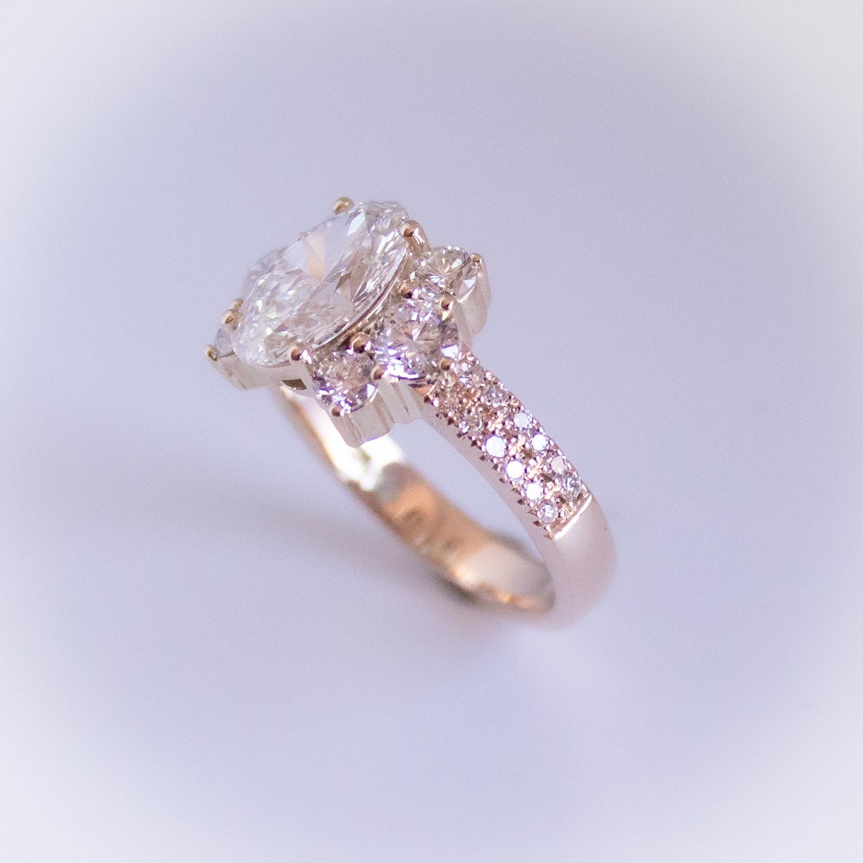 Custom diamond cluster engagement ring in yellow gold, handcrafted jewellery Cape Town